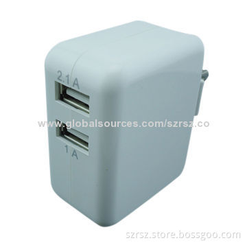 UL AC USB Power Charger, 5V, 3.1A, 100-240V AC, 0.5A, 50/60Hz Input